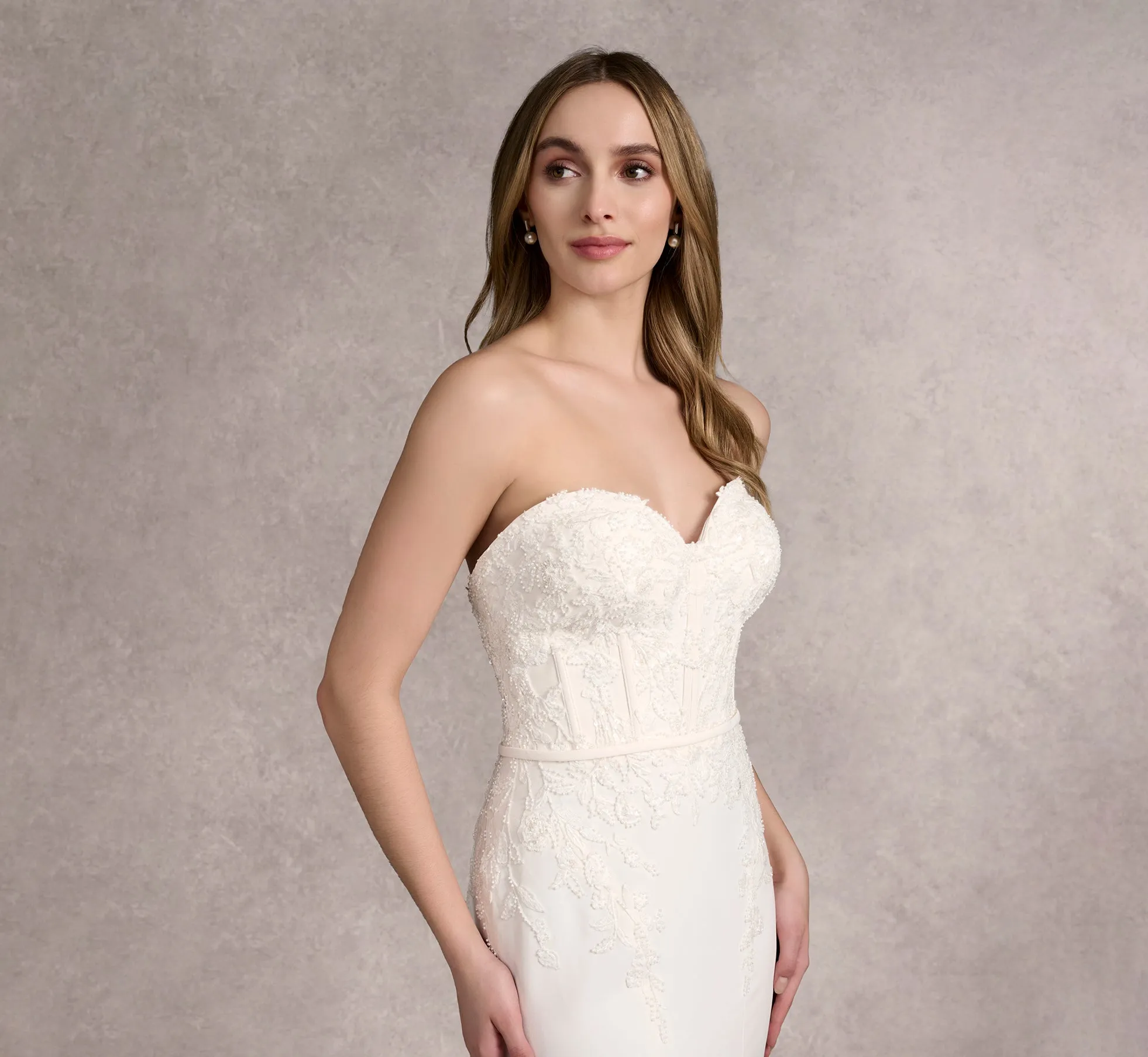 Lace And Stretch Crepe Strapless Fit And Flare Gown With Matching Bolero In Ivory/Ivory/Nude In Ivory Ivory Nude sold by Adrianna Papell product image thumbnail 2