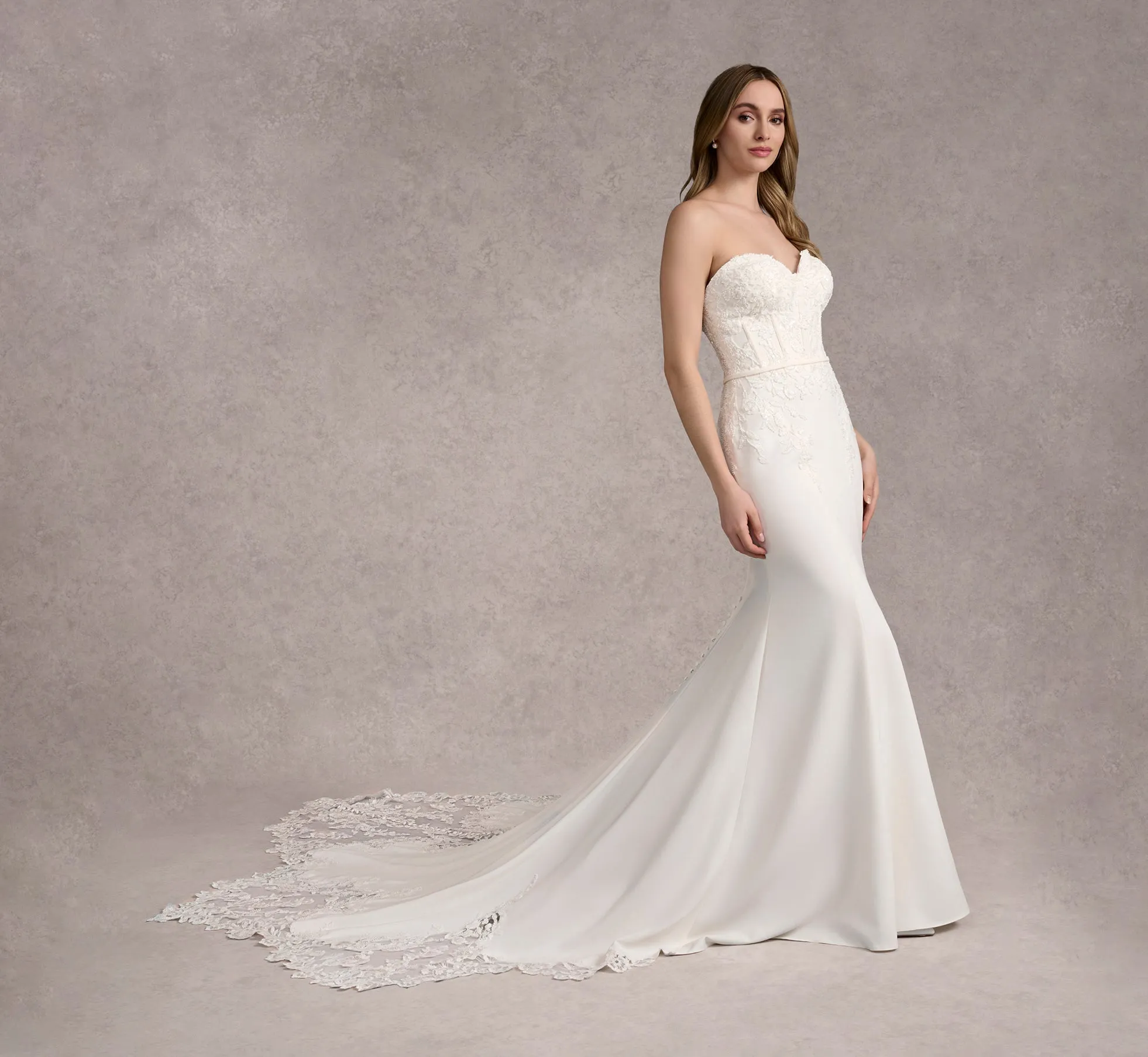 Lace And Stretch Crepe Strapless Fit And Flare Gown With Matching Bolero In Ivory/Ivory/Nude In Ivory Ivory Nude sold by Adrianna Papell product image thumbnail 4