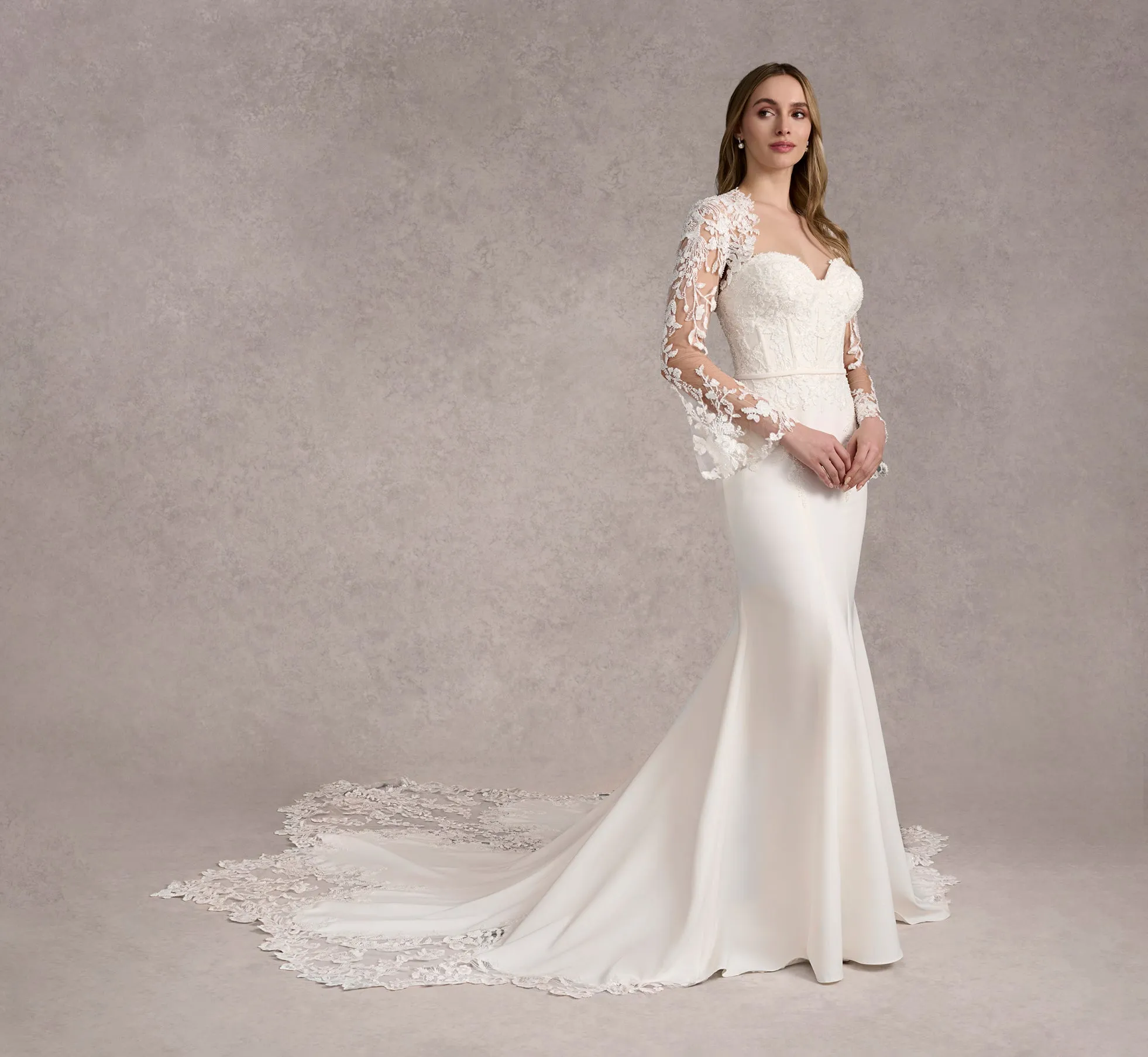 Lace And Stretch Crepe Strapless Fit And Flare Gown With Matching Bolero In Ivory/Ivory/Nude In Ivory Ivory Nude sold by Adrianna Papell