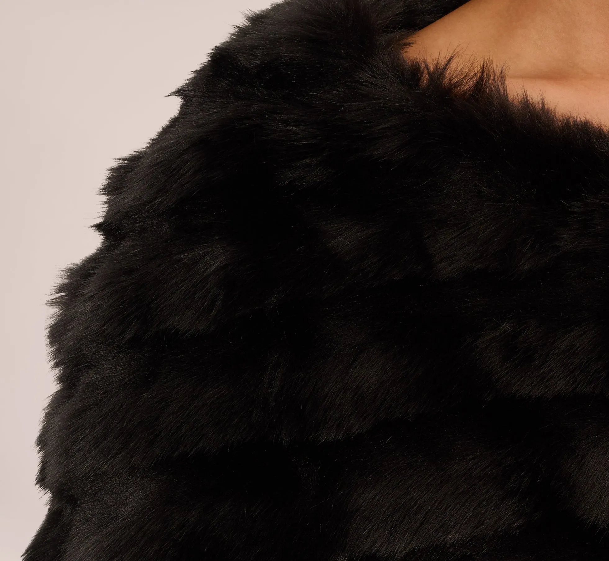 Faux Fur Wrap With Stone Broach In Black sold by Adrianna Papell product image thumbnail 5