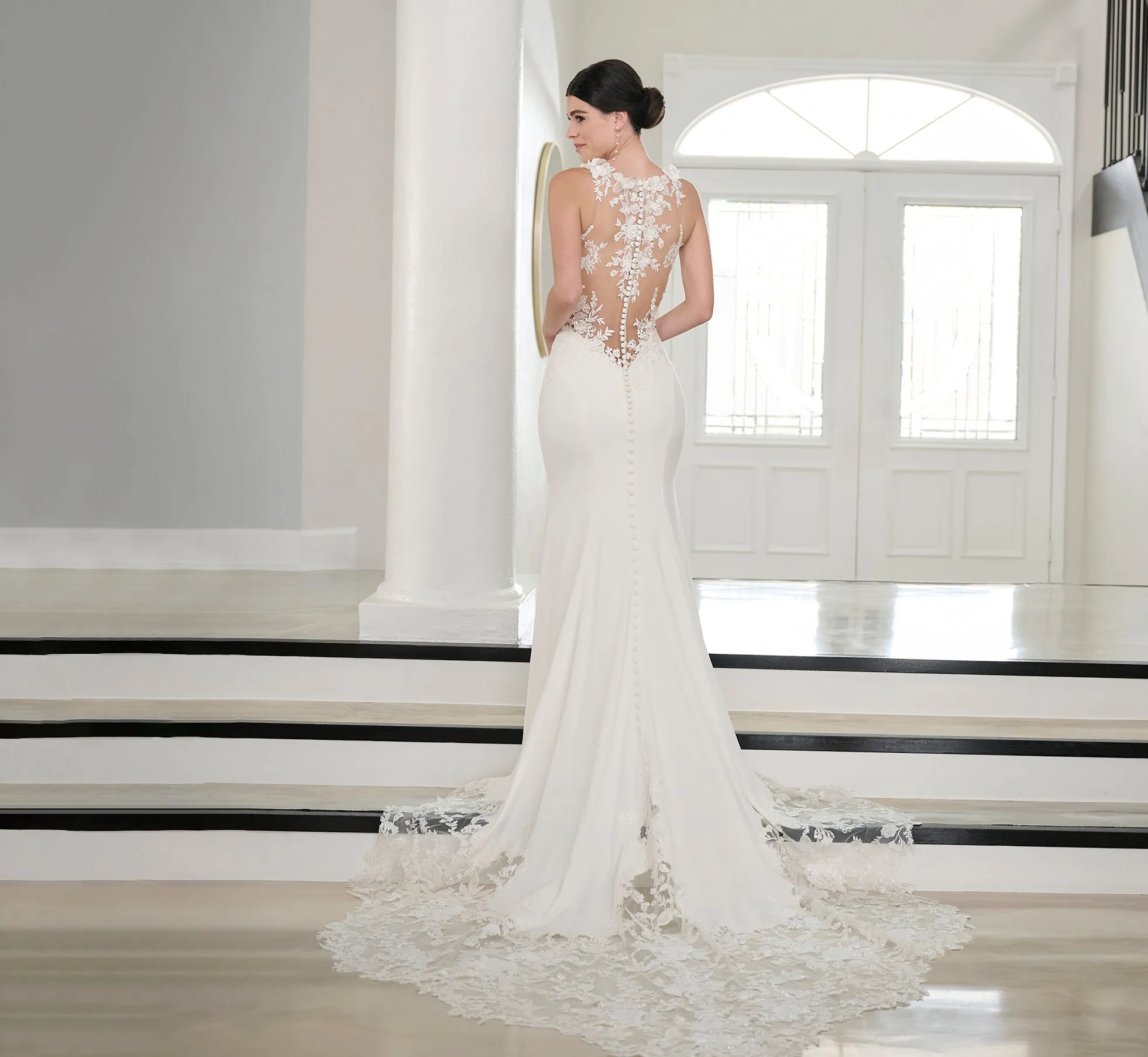 Lace And Stretch Crepe Gown In Ivory Nude sold by Adrianna Papell product image thumbnail 3