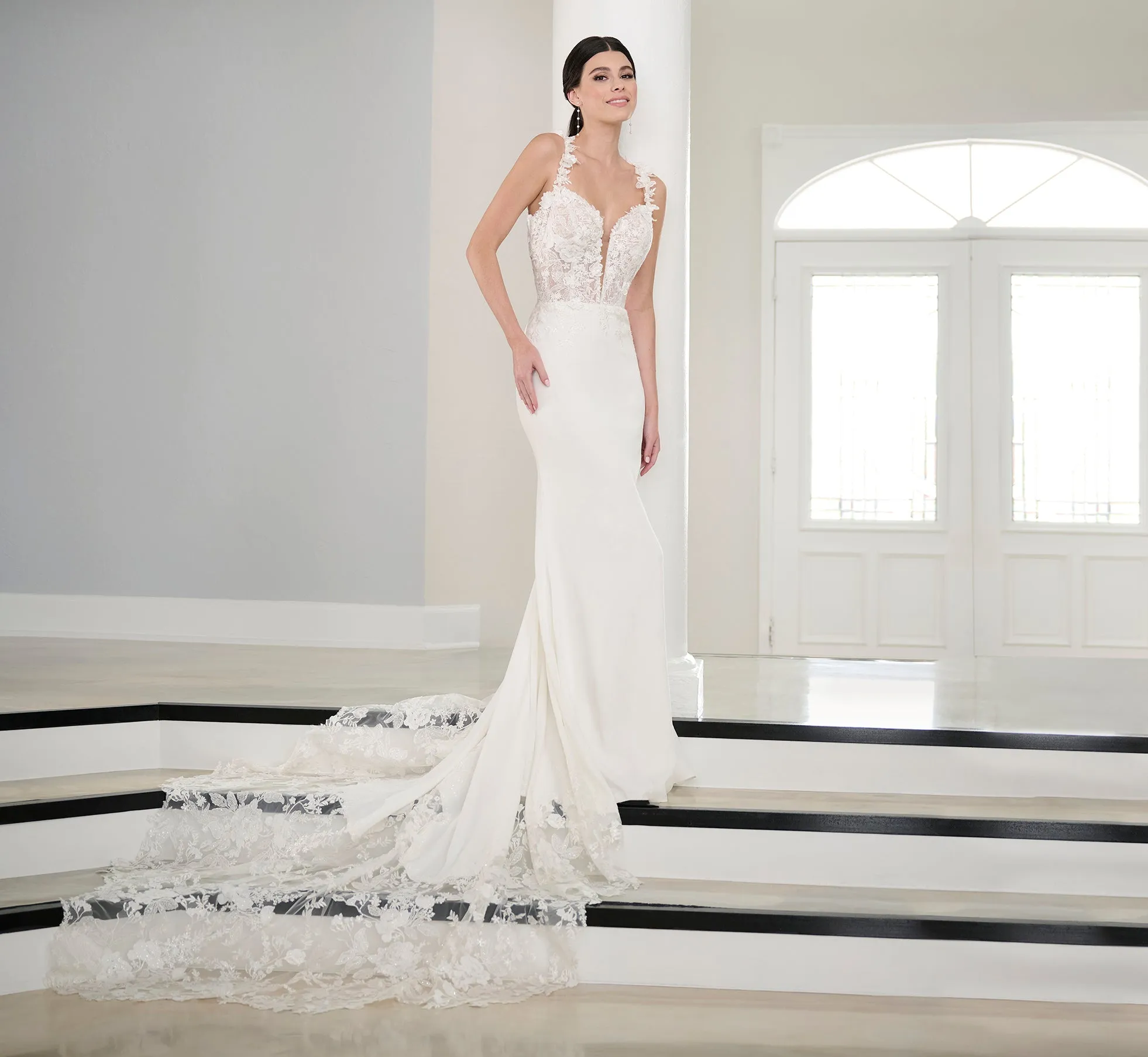 Lace And Stretch Crepe Gown In Ivory Nude sold by Adrianna Papell