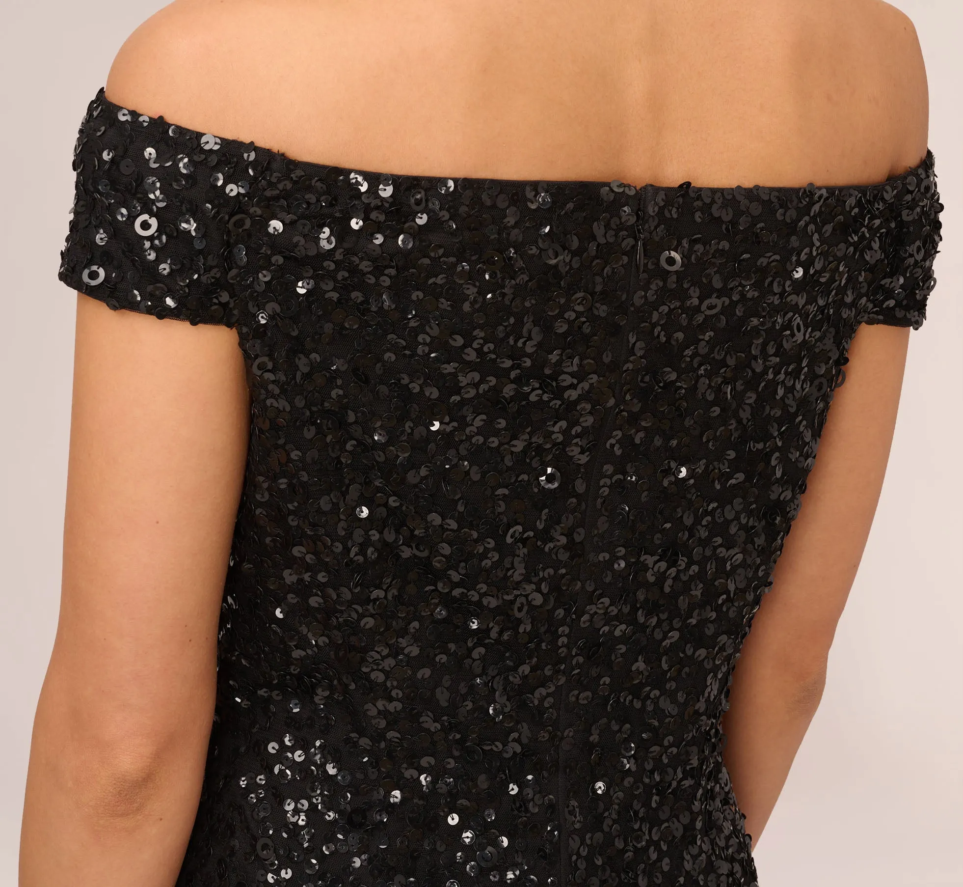 Off The Shoulder Sequin Beaded Gown In Black sold by Adrianna Papell product image thumbnail 5
