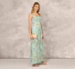 Floral Jacquard Gown With Pleated Waist In Green Multi sold by Adrianna Papell