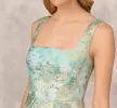 Floral Jacquard Gown With Pleated Waist In Green Multi sold by Adrianna Papell