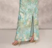 Floral Jacquard Gown With Pleated Waist In Green Multi sold by Adrianna Papell