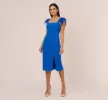 Knit Crepe Midi Dress With Feather Shoulder Accents In Dark Cobalt sold by Adrianna Papell