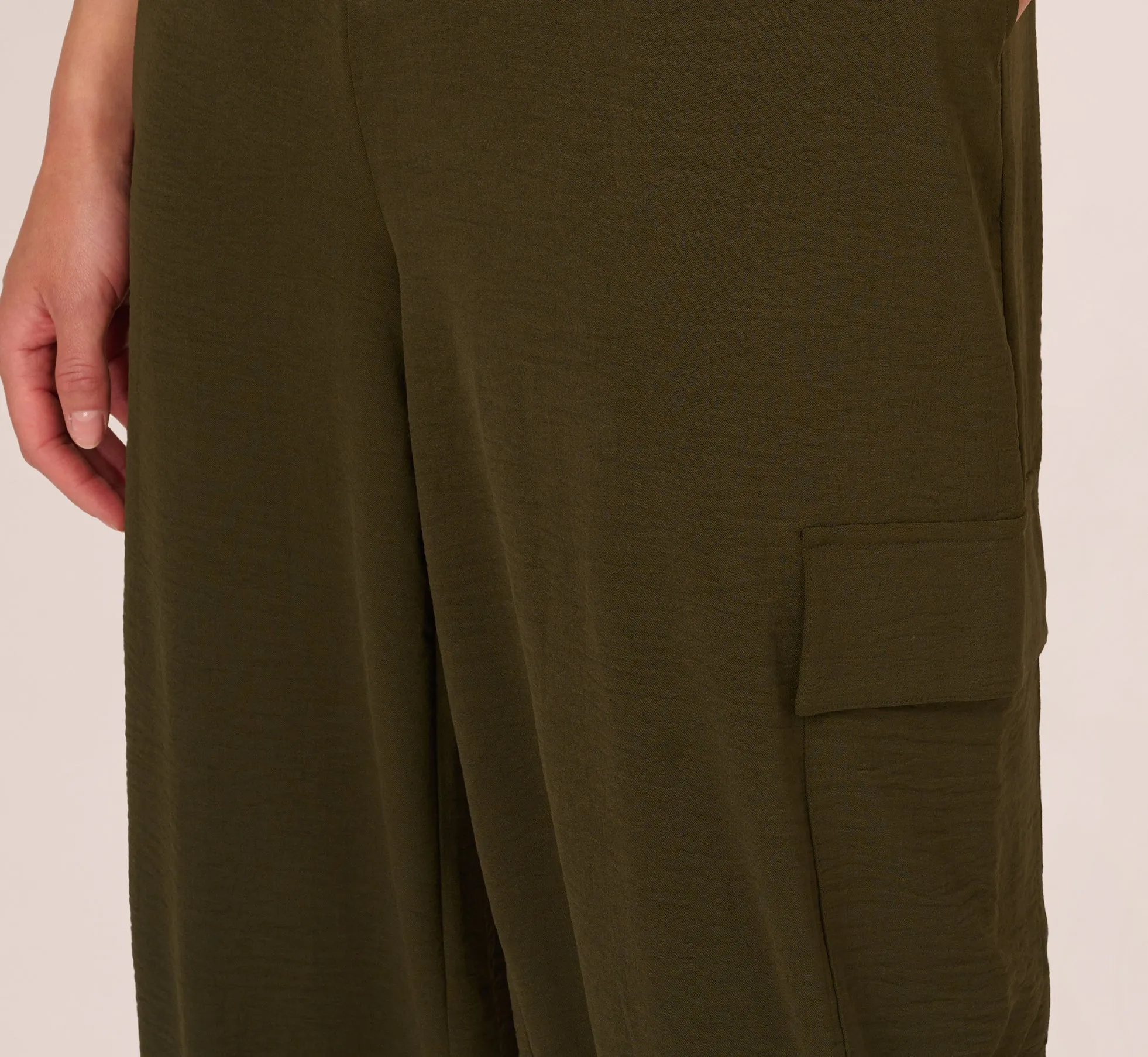 Woven Utility Jogger Pants With Drawstring Waist In Dk Green sold by Adrianna Papell product image thumbnail 5