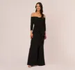 Off The Shoulder Cascading Ruffle Gown In Black sold by Adrianna Papell