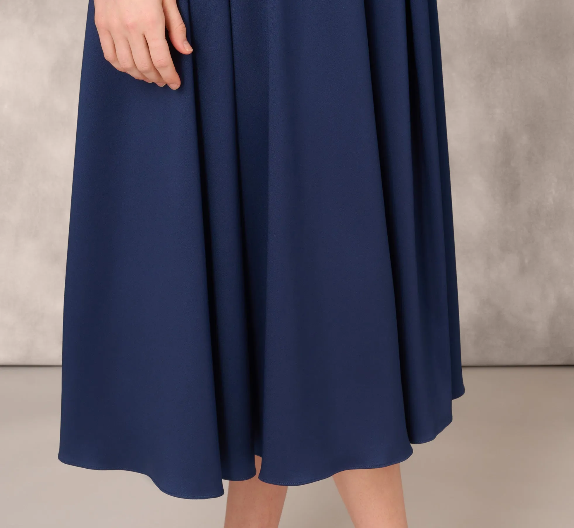 Stretch Mikado Midi Dress With Beaded Neckline And Straps In Navy sold by Adrianna Papell product image thumbnail 5