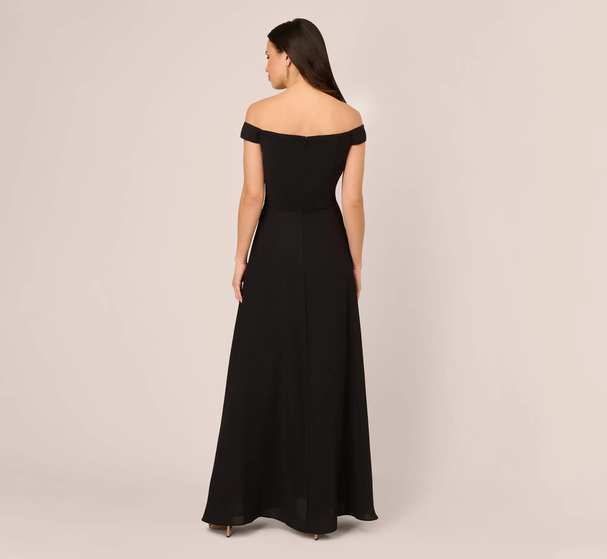 Colorblock Off The Shoulder Wide Leg Jumpsuit In Black Ivory sold by Adrianna Papell product image thumbnail 5