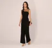 Wide Leg Jumpsuit With Illusion Neck And Cap Sleeves In Black sold by Adrianna Papell