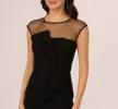 Wide Leg Jumpsuit With Illusion Neck And Cap Sleeves In Black sold by Adrianna Papell