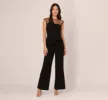 Wide Leg Jumpsuit With Illusion Neck And Cap Sleeves In Black sold by Adrianna Papell