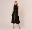 Colorblock Matte Crepe Cropped Jumpsuit With Skirt Overlay In Black Ivory sold by Adrianna Papell