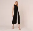 Colorblock Matte Crepe Cropped Jumpsuit With Skirt Overlay In Black Ivory sold by Adrianna Papell