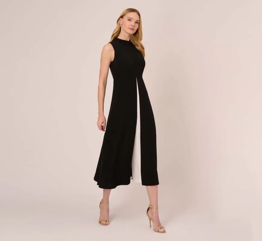 Colorblock Jumpsuit With Skirt Overlay In Black Ivory | Parallel