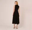 Colorblock Matte Crepe Cropped Jumpsuit With Skirt Overlay In Black Ivory sold by Adrianna Papell