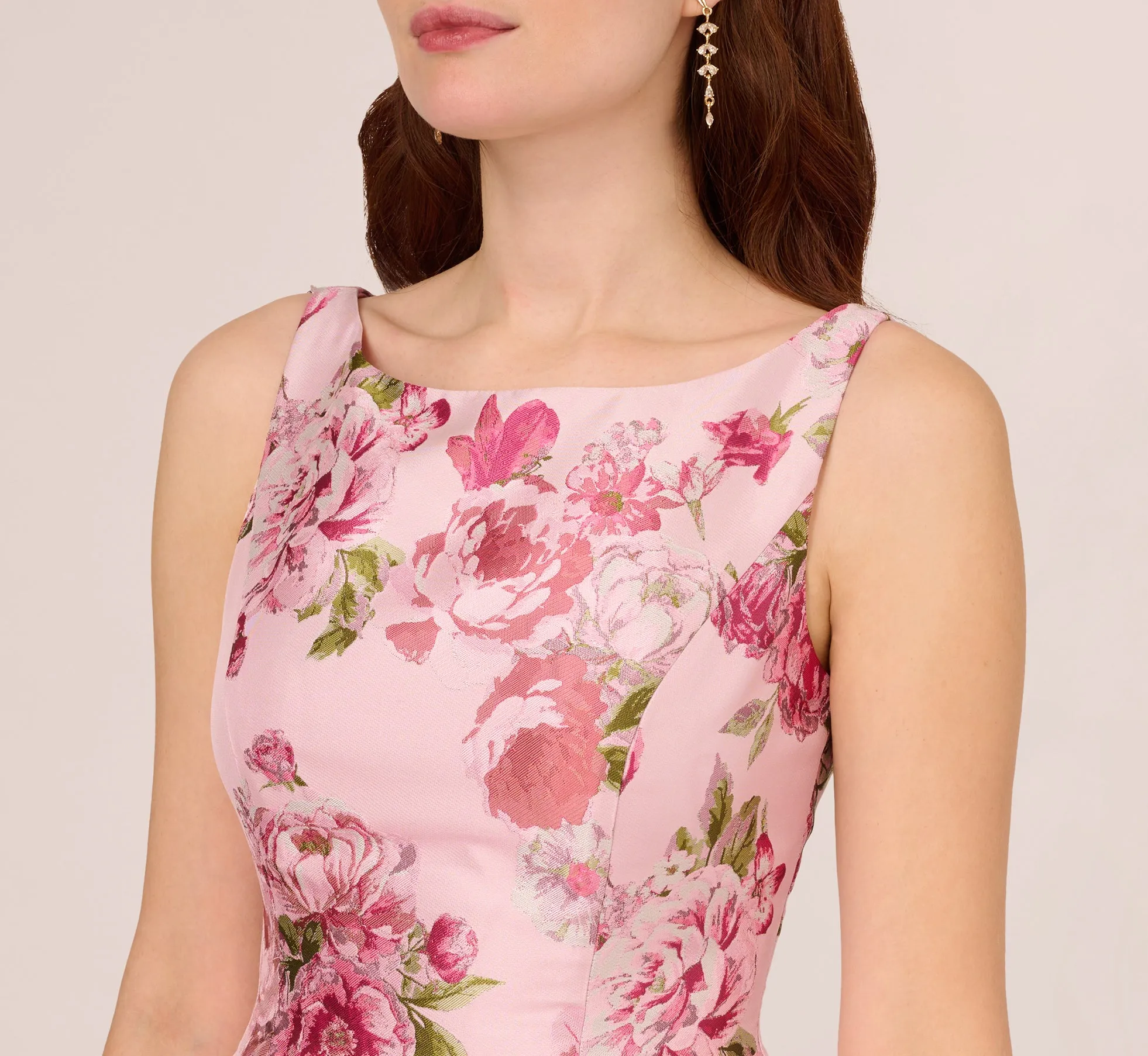 Floral Jacquard Fit And Flare Midi Dress In Blush Multi sold by Adrianna Papell product image thumbnail 3