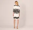 Scroll Lace Midi Dress With Three Quarter Sleeves In Ivory Black sold by Adrianna Papell