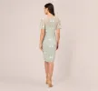 Floral Beaded Dress With Sheer Flutter Sleeves In Icy Sage Ivory sold by Adrianna Papell