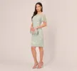 Floral Beaded Dress With Sheer Flutter Sleeves In Icy Sage Ivory sold by Adrianna Papell