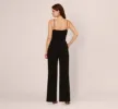 Wide Leg Jumpsuit With Pearl Chain Spaghetti Straps In Black sold by Adrianna Papell