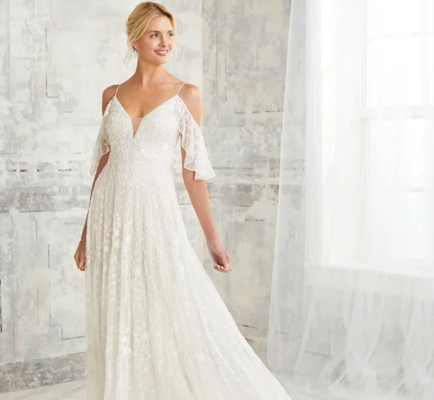 Romantic Floral Hand-Beaded Platinum Wedding Gown In Ivory Ivory sold by Adrianna Papell