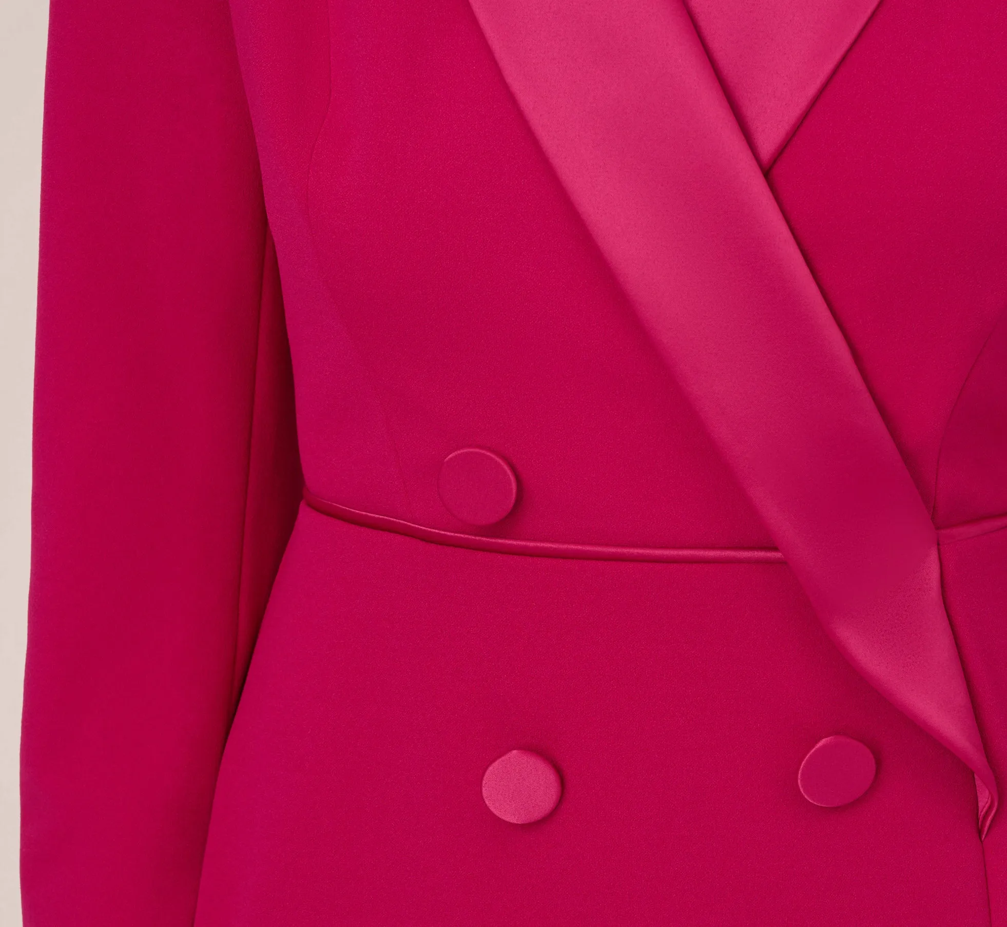 Crepe Tuxedo Sheath Dress With Long Sleeves In Rich Magenta sold by Adrianna Papell product image thumbnail 3