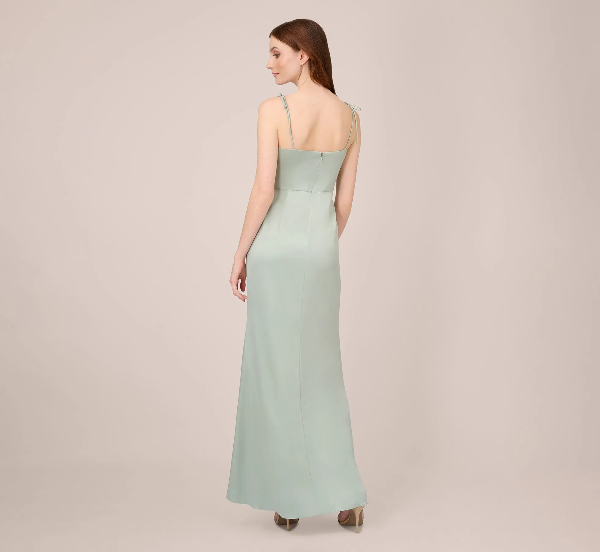 Satin Crepe Long Gown In Willow sold by Adrianna Papell product image thumbnail 3
