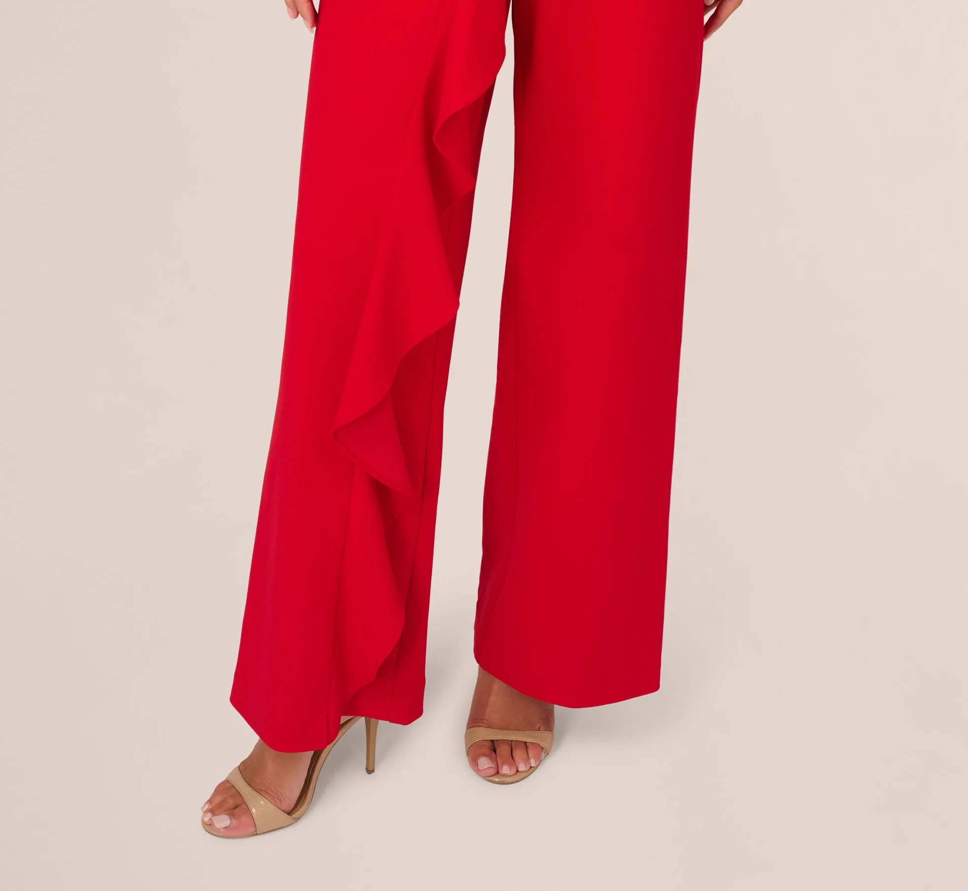 Knit Crepe Ruffle Jumpsuit In Super Red sold by Adrianna Papell product image thumbnail 5
