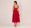 Sleeveless Midi Dress With Square Neck And Tiered Skirt In Matador Red sold by Adrianna Papell