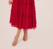 Sleeveless Midi Dress With Square Neck And Tiered Skirt In Matador Red sold by Adrianna Papell