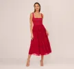 Sleeveless Midi Dress With Square Neck And Tiered Skirt In Matador Red sold by Adrianna Papell