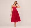 Sleeveless Midi Dress With Square Neck And Tiered Skirt In Matador Red sold by Adrianna Papell