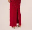 Off Shoulder Dress With Floral Embellishment In Cranberry sold by Adrianna Papell