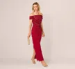 Off Shoulder Dress With Floral Embellishment In Cranberry sold by Adrianna Papell