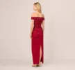 Off Shoulder Dress With Floral Embellishment In Cranberry sold by Adrianna Papell