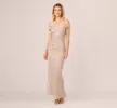 Off Shoulder Dress With Floral Embellishment In Marble sold by Adrianna Papell