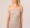 Off Shoulder Dress With Floral Embellishment In Marble sold by Adrianna Papell