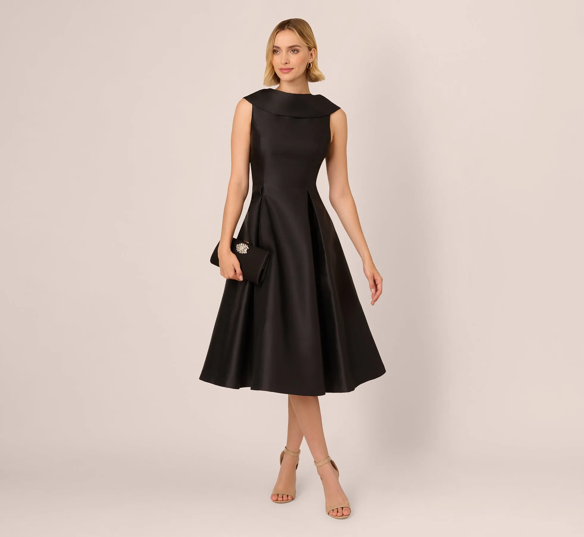 Roll Neck Mikado Dress In Black sold by Adrianna Papell product image thumbnail 2