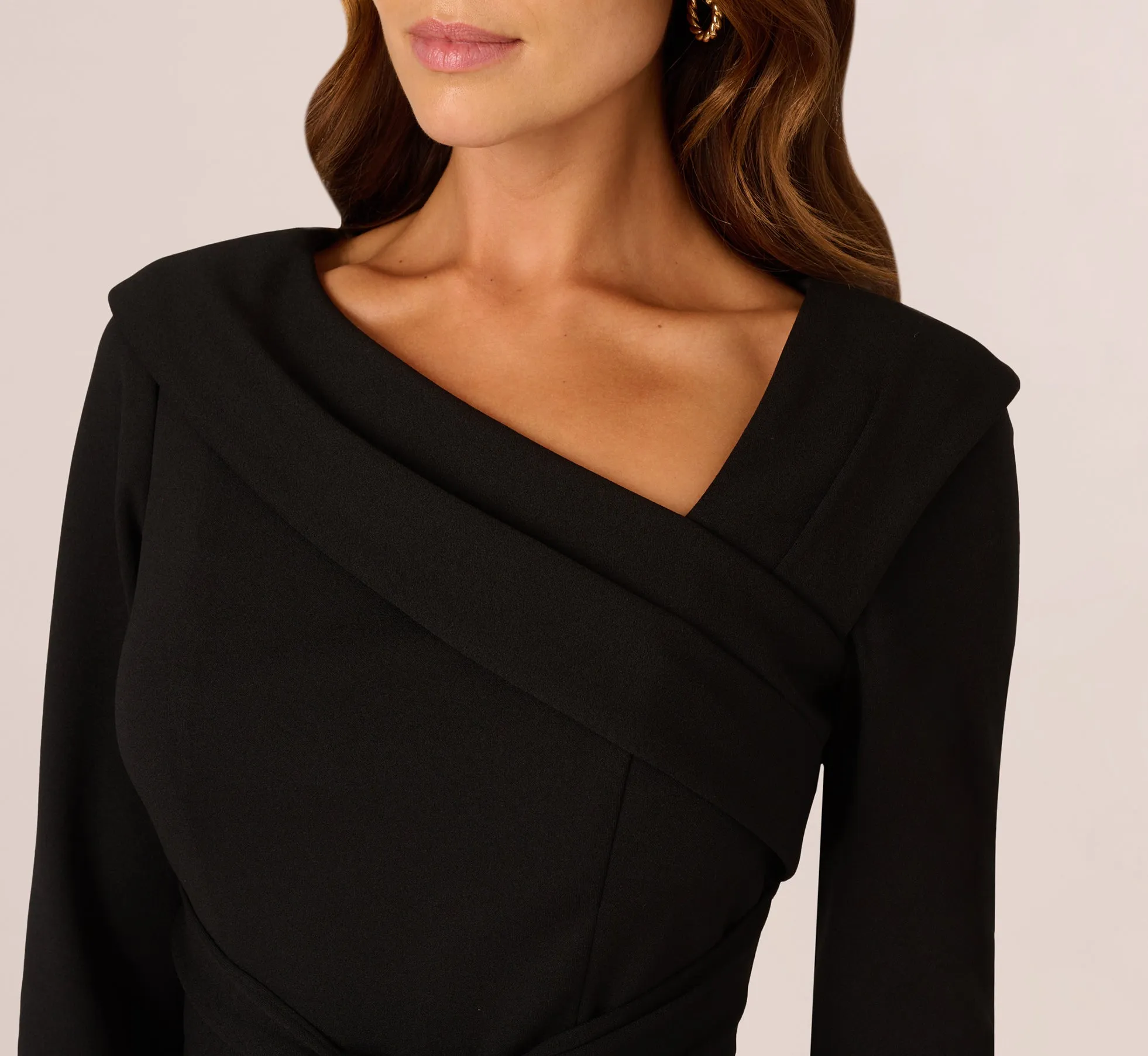 Knit Crepe Tie Front Sheath Dress In Black sold by Adrianna Papell product image thumbnail 3