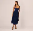 Sleeveless Midi Dress With Square Neck And Tiered Skirt In Navy sold by Adrianna Papell