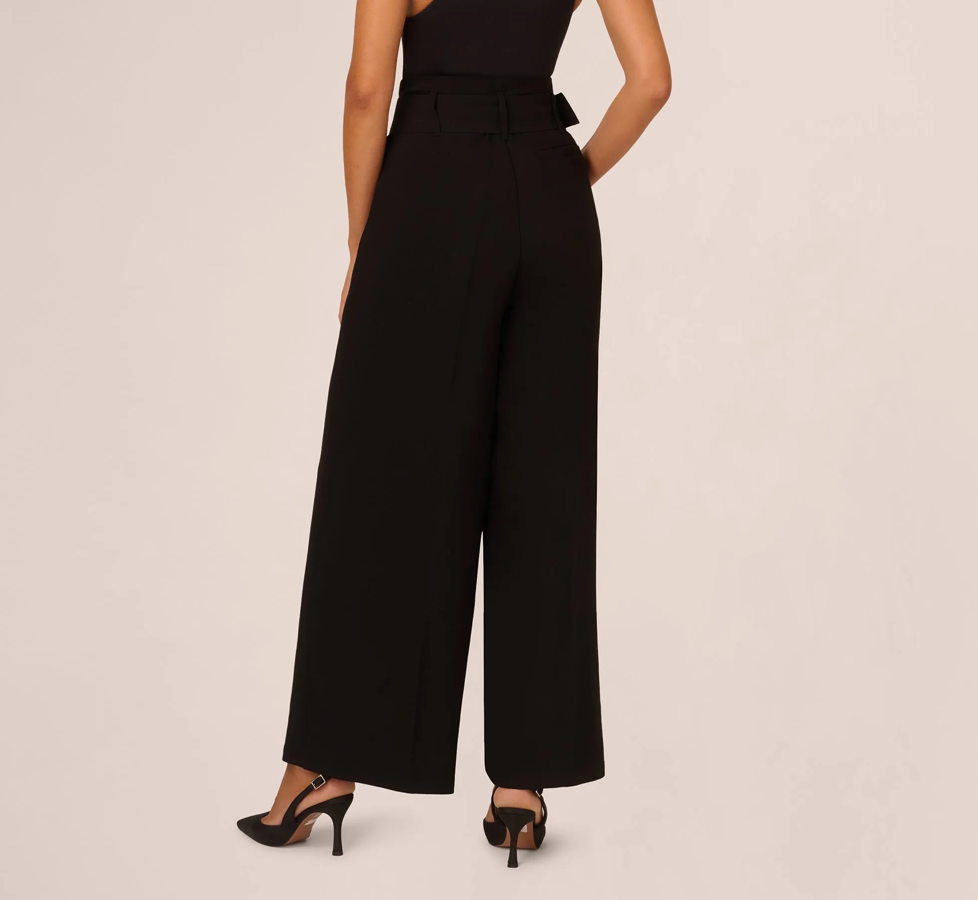 Belted Wide Leg Pants With Pockets In Black sold by Adrianna Papell product image thumbnail 4