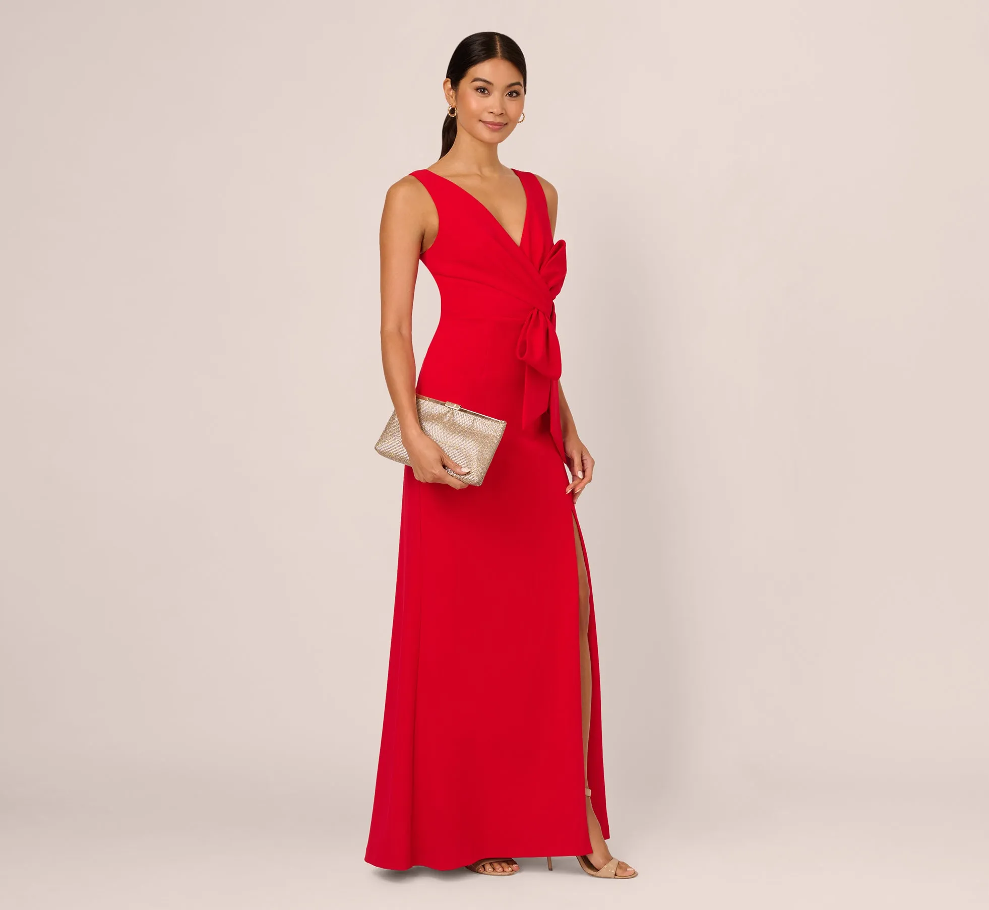 Bow Front Crepe Gown In Super Red sold by Adrianna Papell product image thumbnail 2