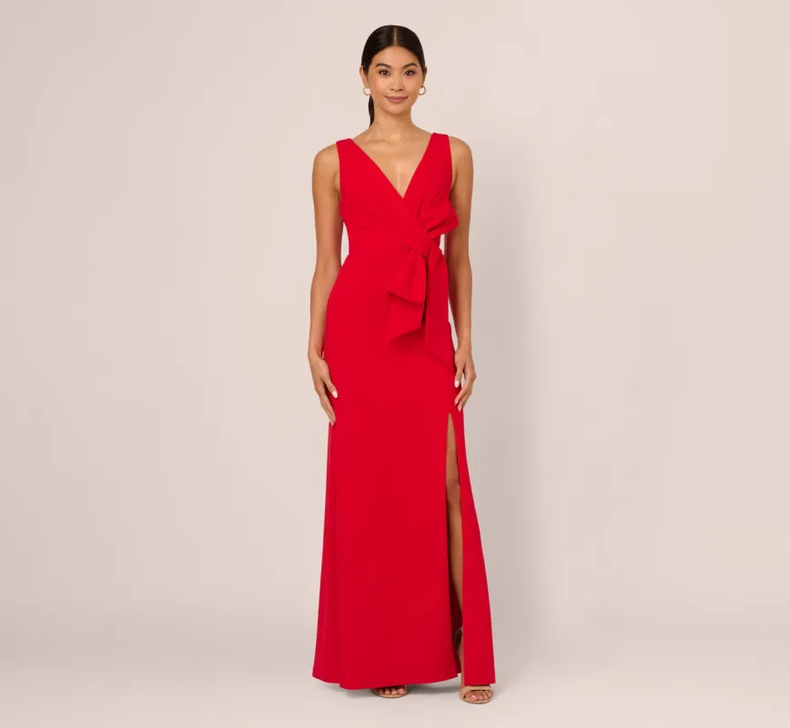 Bow Front Crepe Gown In Super Red sold by Adrianna Papell