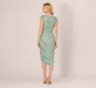 Beaded Faux Wrap Dress With Sheer Cap Sleeves In Icy Sage sold by Adrianna Papell
