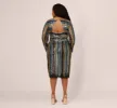 Plus Size Sequin Beaded Sheath Dress With Sheer Long Sleeves In Black Blue Multi sold by Adrianna Papell