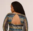 Plus Size Sequin Beaded Sheath Dress With Sheer Long Sleeves In Black Blue Multi sold by Adrianna Papell