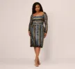 Plus Size Sequin Beaded Sheath Dress With Sheer Long Sleeves In Black Blue Multi sold by Adrianna Papell